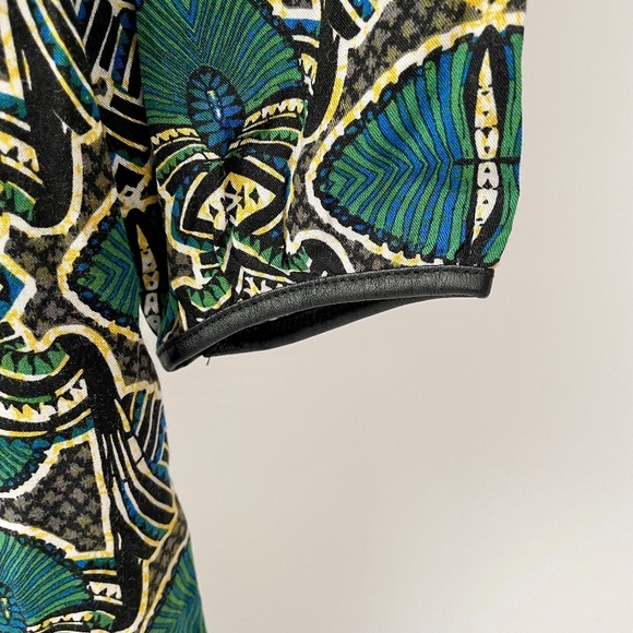 African Inspired Peacock Print Tunic Wool Blend Made In Italy, Size S - Picture 3 of 11